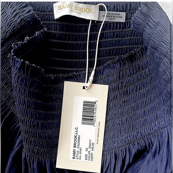 NWT RAMY BROOK Cali Geometric Embroidered Mini Skirt Navy - Size XS Stretchy - Picture 4 of 7